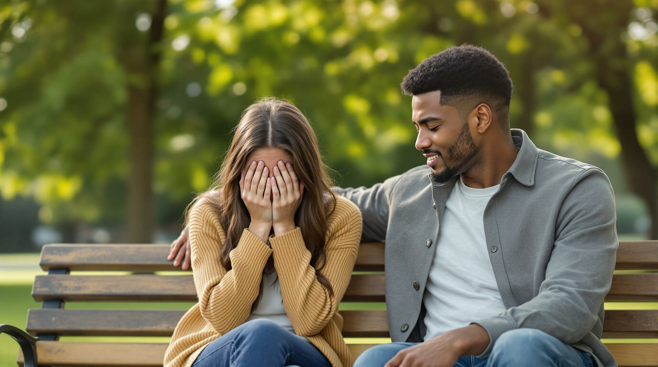 couple on park bench